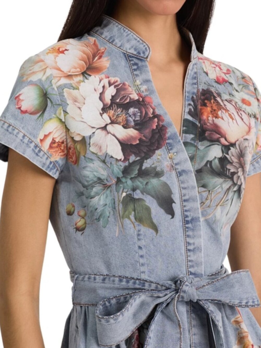 Alice and Olivia Lucy Denim Mini Shirt Dress - Picture 4 of 5